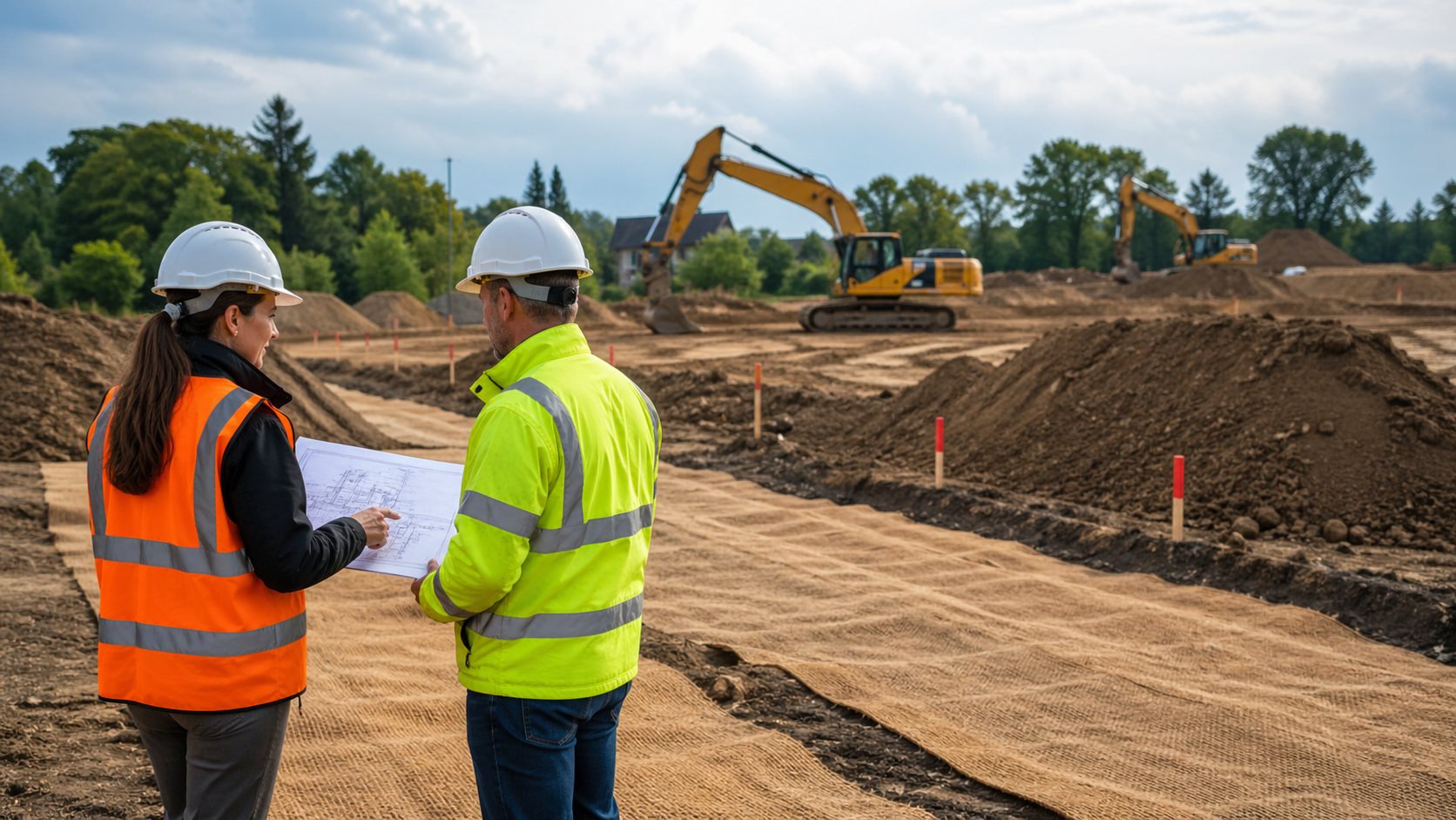 Bodenschutz auf einer Baustelle